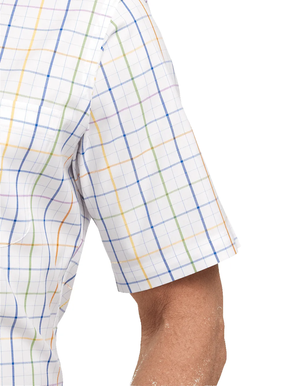 Comfort Stretch Non-Iron Tattersall Dress Shirt With Contrast Trim - Multi sold by Paul Fredrick product image thumbnail 4