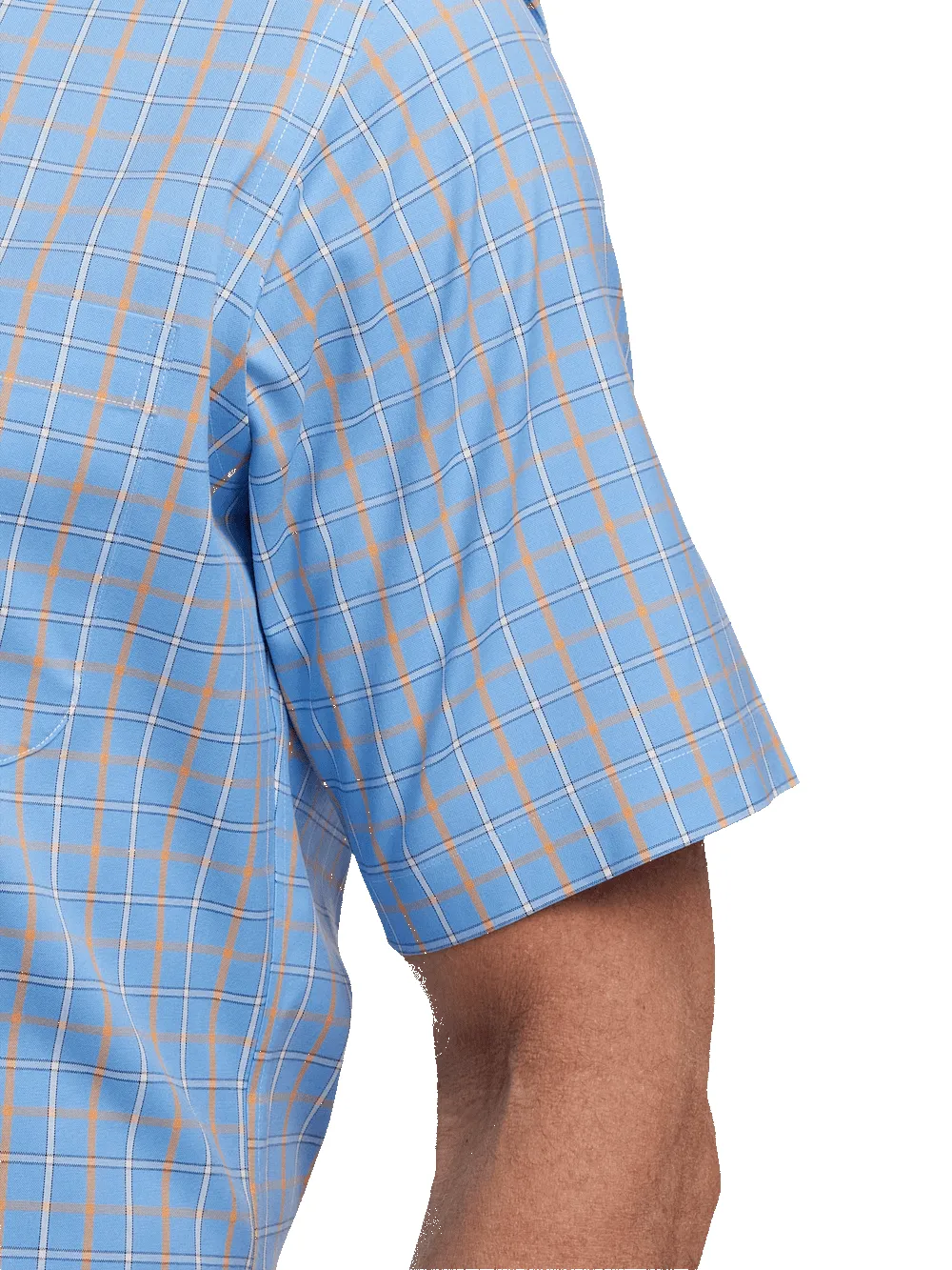 Comfort Stretch Non-Iron Check Dress Shirt With Contrast Trim - Blue/melon sold by Paul Fredrick product image thumbnail 4