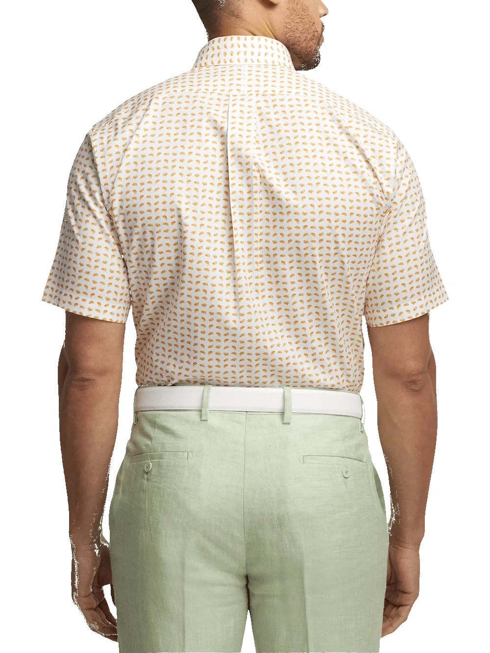 Comfort Stretch Non-Iron Novelty Dress Shirt With Contrast Trim - White/melon sold by Paul Fredrick product image thumbnail 5