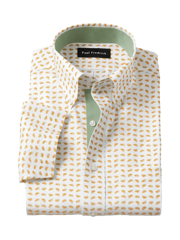 Comfort Stretch Non-Iron Novelty Dress Shirt With Contrast Trim - White/melon sold by Paul Fredrick