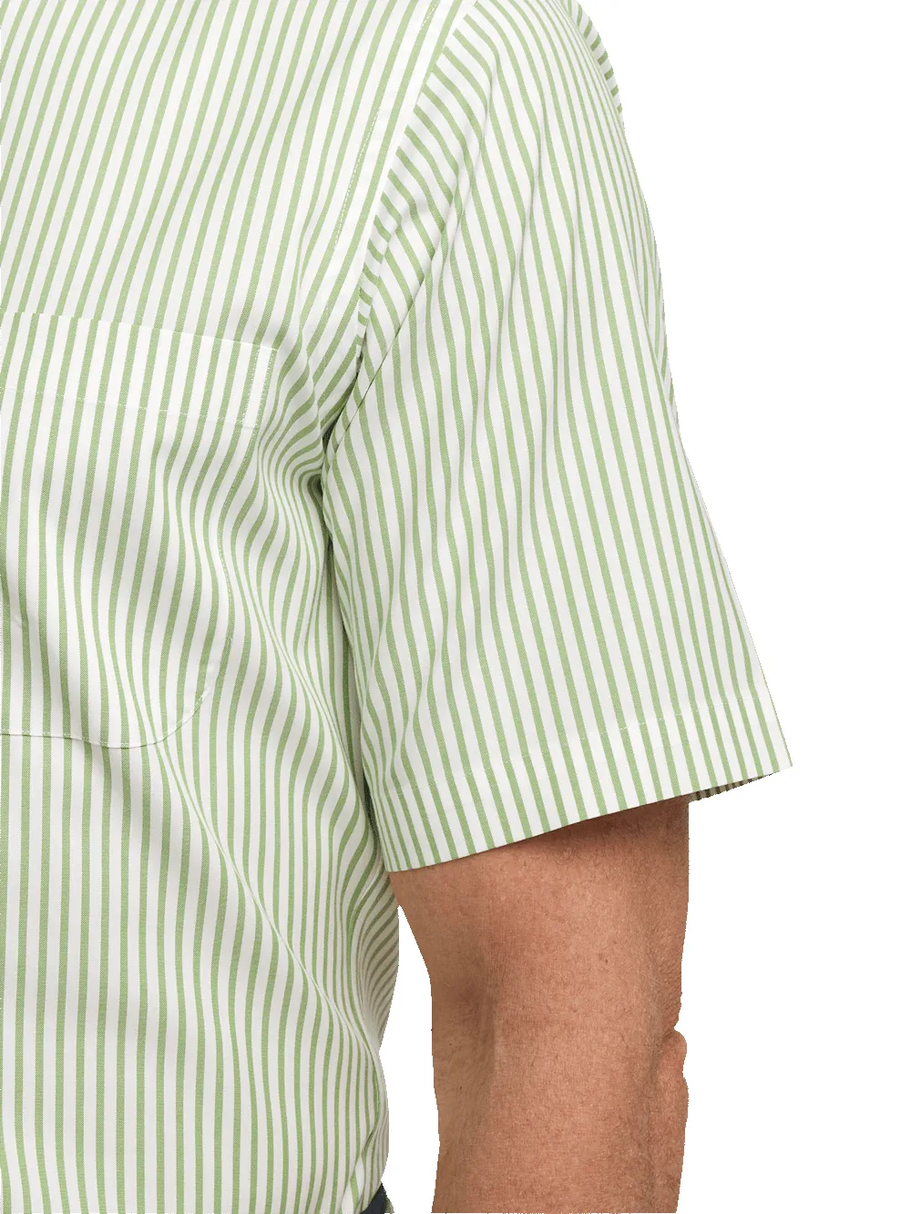 Comfort Stretch Non-Iron Stripe Dress Shirt With Contrast Trim - Green sold by Paul Fredrick product image thumbnail 4