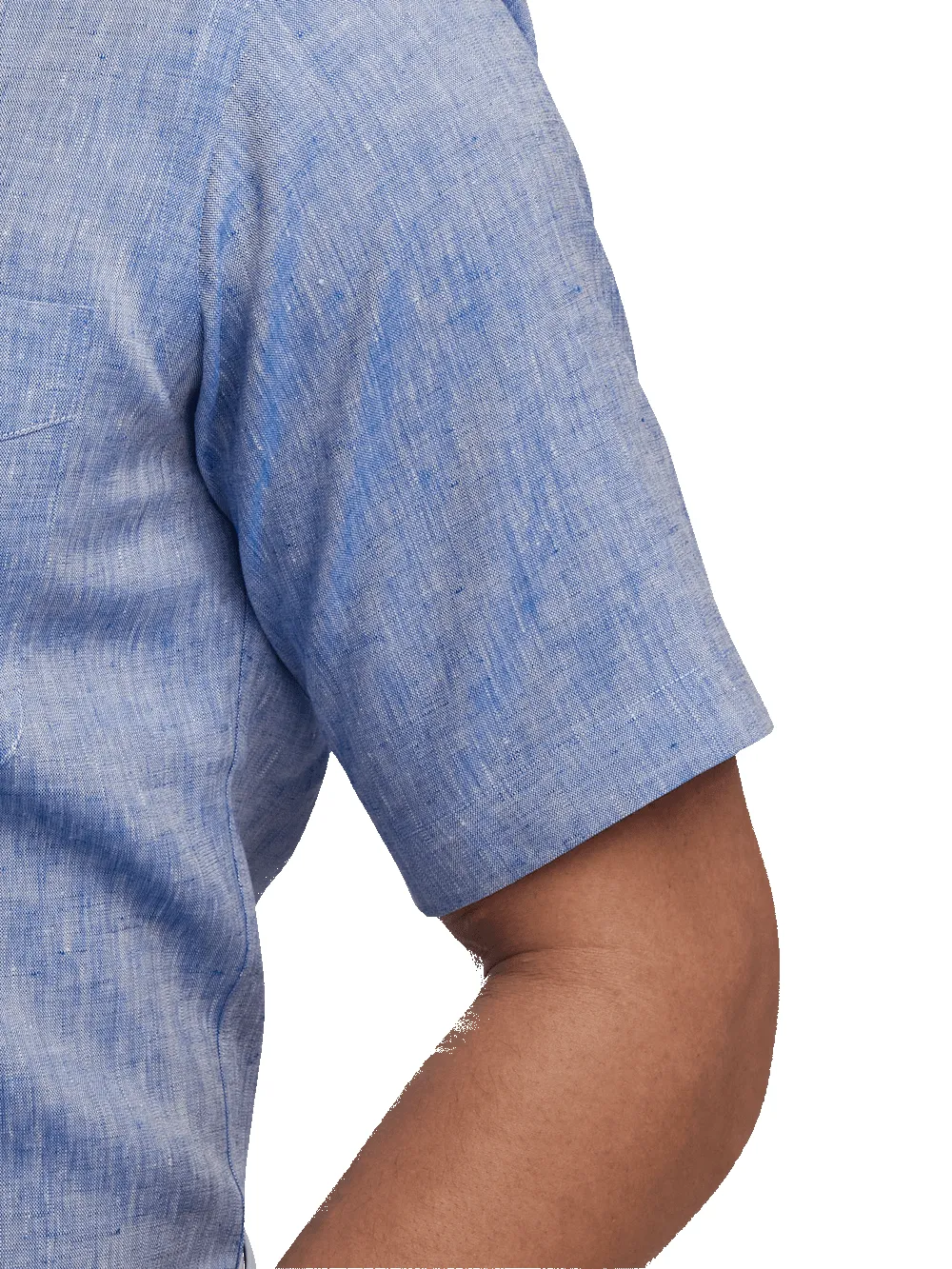 Non-Iron Linen Solid Dress Shirt With Contrast Trim - Dark Blue sold by Paul Fredrick product image thumbnail 4