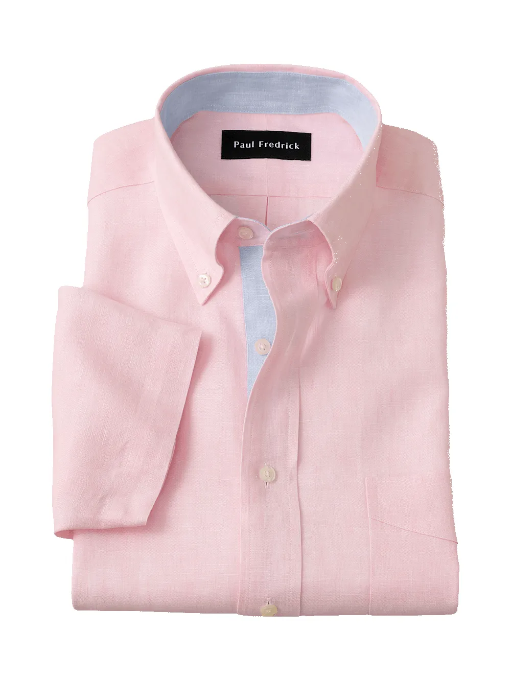 Non-Iron Linen Solid Dress Shirt With Contrast Trim - Pink sold by Paul Fredrick