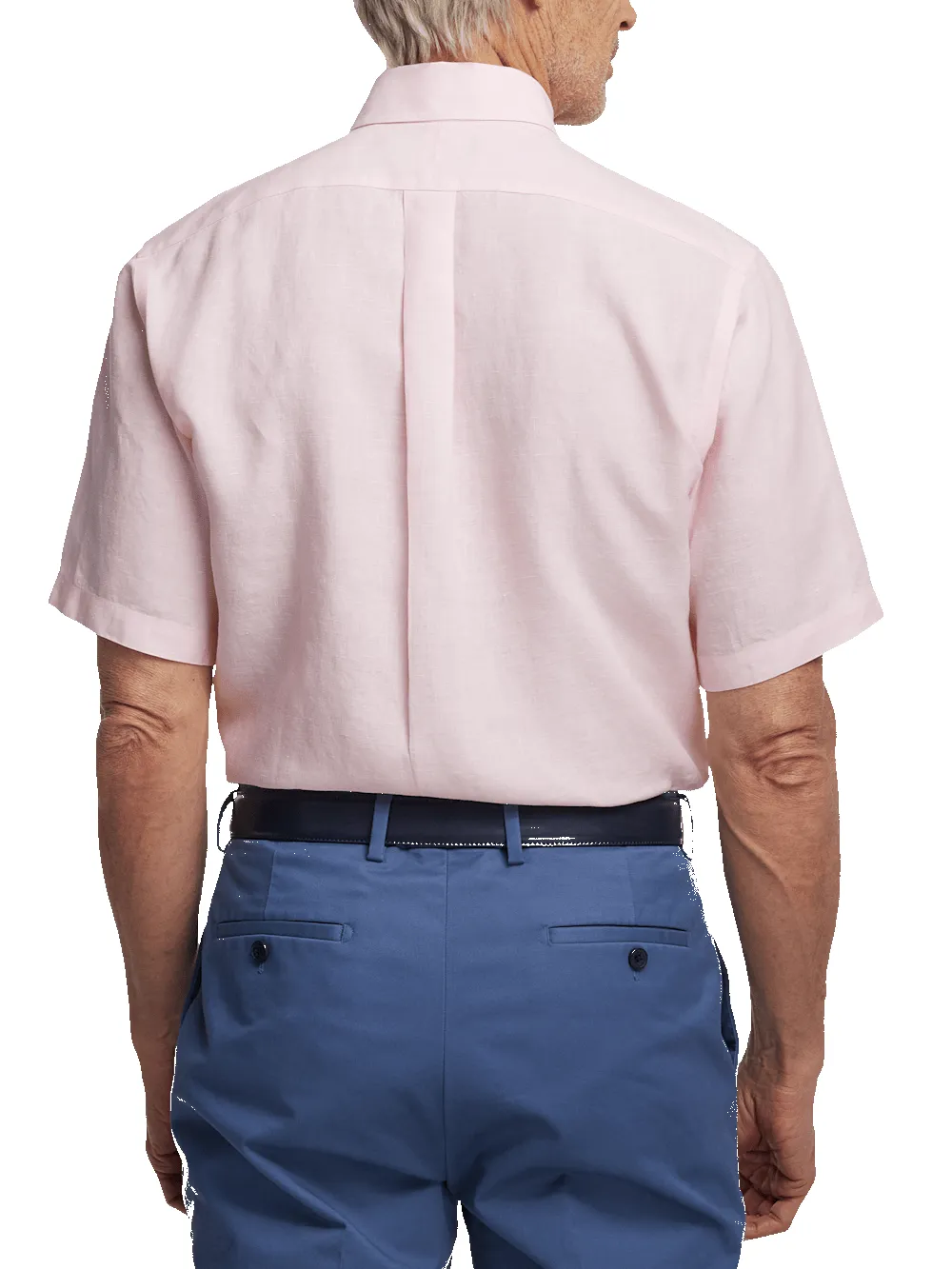 Non-Iron Linen Solid Dress Shirt With Contrast Trim - Pink sold by Paul Fredrick product image thumbnail 5