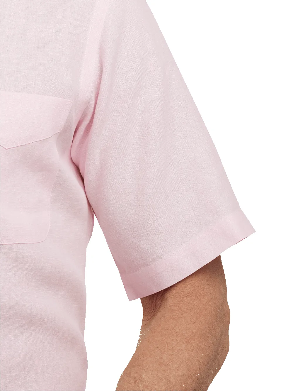 Non-Iron Linen Solid Dress Shirt With Contrast Trim - Pink sold by Paul Fredrick product image thumbnail 4
