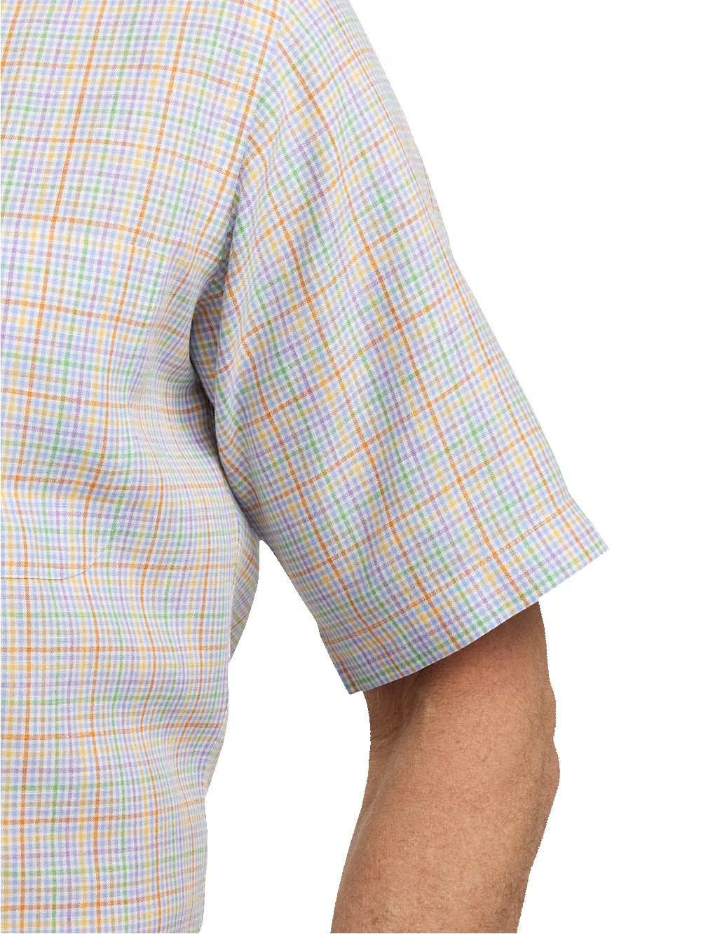 Non-Iron Linen Plaid Dress Shirt With Contrast Trim - Multi sold by Paul Fredrick product image thumbnail 4