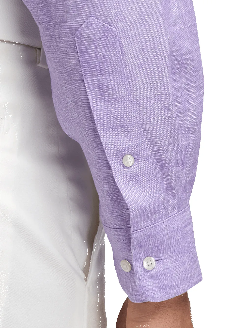 Non-Iron Linen Solid Dress Shirt With Contrast Trim - Lavender sold by Paul Fredrick product image thumbnail 4