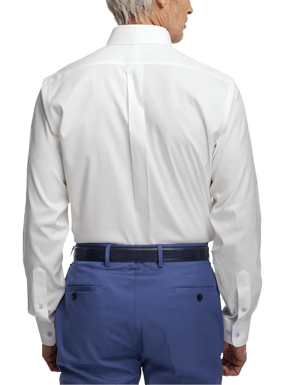 Comfort Stretch Non-Iron Solid Dress Shirt With Contrast Trim - White sold by Paul Fredrick product image thumbnail 5