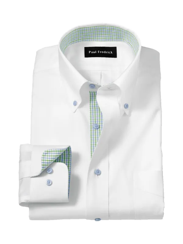 Comfort Stretch Non-Iron Solid Dress Shirt With Contrast Trim - White sold by Paul Fredrick