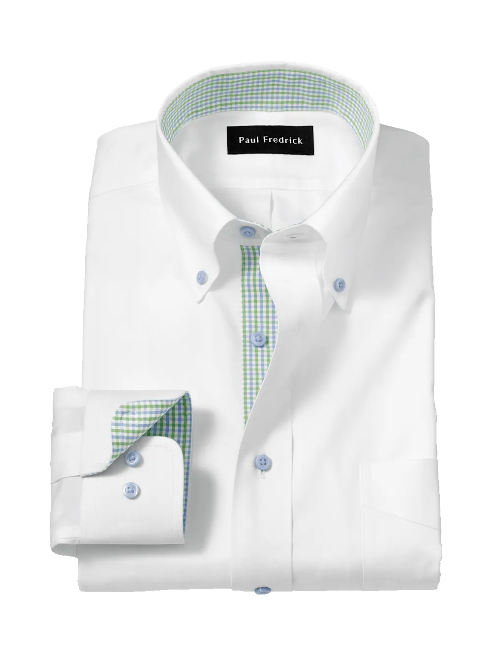 Comfort Stretch Non-Iron Solid Dress Shirt With Contrast Trim - White sold by Paul Fredrick