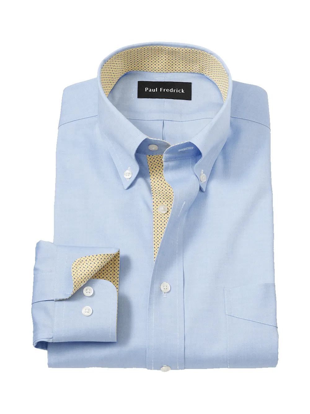 Comfort Stretch Non-Iron Solid Dress Shirt With Contrast Trim - Blue/yellow sold by Paul Fredrick