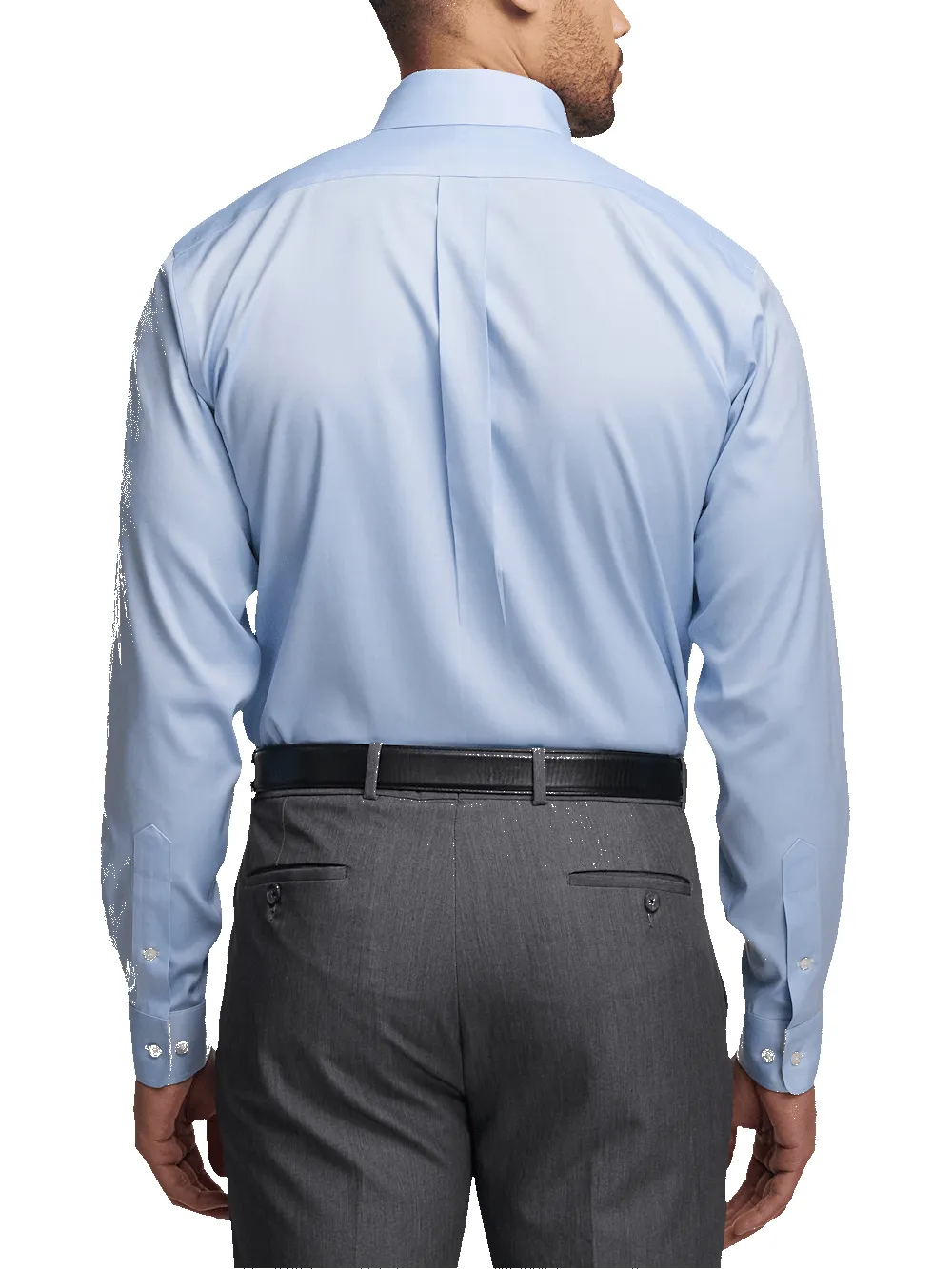 Comfort Stretch Non-Iron Solid Dress Shirt With Contrast Trim - Blue/yellow sold by Paul Fredrick product image thumbnail 5