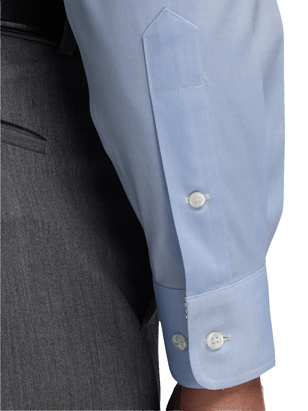 Comfort Stretch Non-Iron Solid Dress Shirt With Contrast Trim - Blue/yellow sold by Paul Fredrick product image thumbnail 4