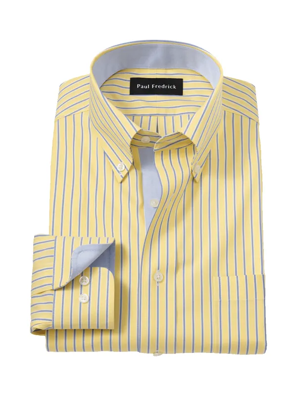 Comfort Stretch Non-Iron Stripe Dress Shirt With Contrast Trim - Yellow sold by Paul Fredrick