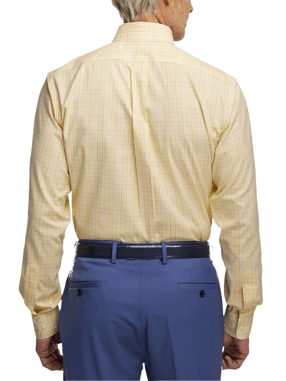 Comfort Stretch Non-Iron Check Dress Shirt With Contrast Trim - Yellow sold by Paul Fredrick product image thumbnail 5