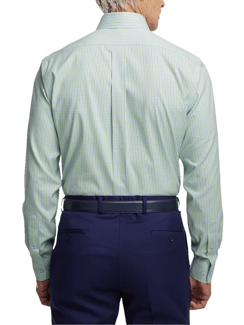 Comfort Stretch Non-Iron Gingham Dress Shirt With Contrast Trim - Blue/green sold by Paul Fredrick product image thumbnail 5