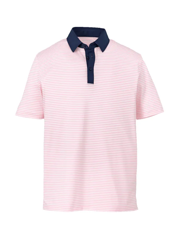 Performance Blend Three Button Polo - Pink sold by Paul Fredrick