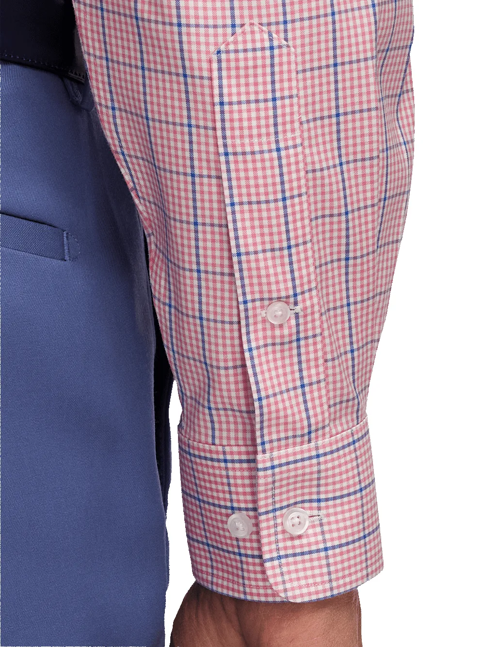 Comfort Stretch Non-Iron Windowpane Dress Shirt With Contrast Trim - Pink/blue sold by Paul Fredrick product image thumbnail 4