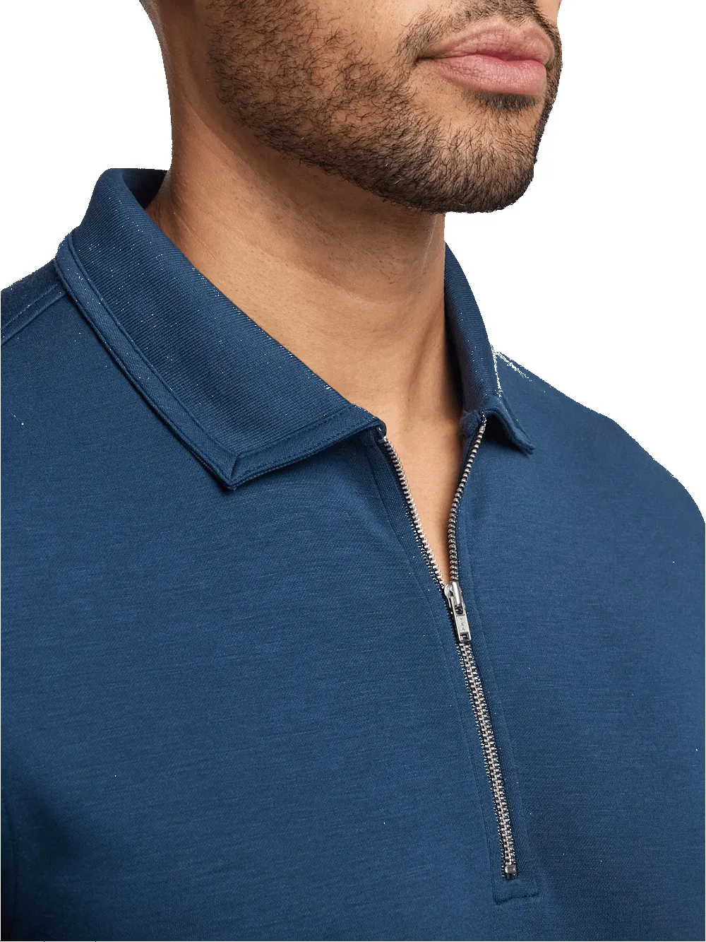 Lyocell Blend Quarter Zip Polo - Navy sold by Paul Fredrick product image thumbnail 3
