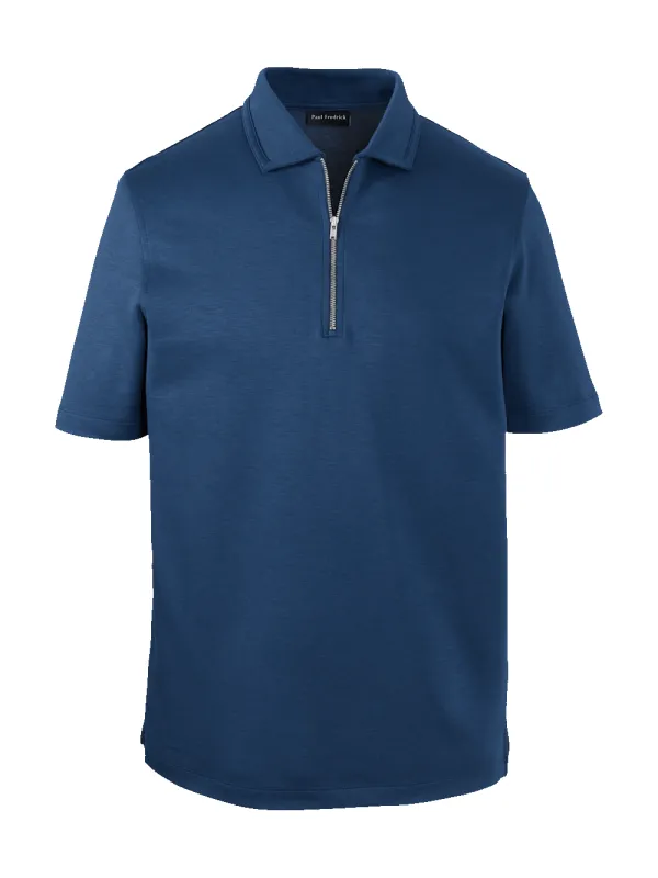 Lyocell Blend Quarter Zip Polo - Navy sold by Paul Fredrick