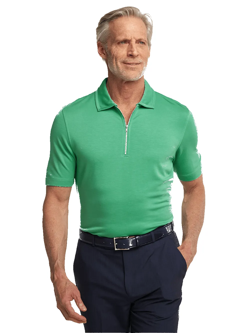 Lyocell Blend Quarter Zip Polo - Green sold by Paul Fredrick product image thumbnail 5