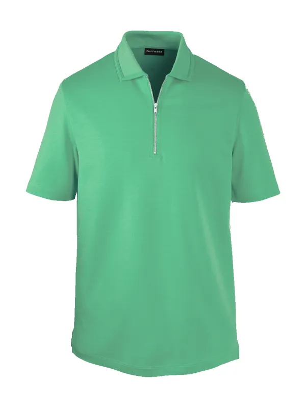 Lyocell Blend Quarter Zip Polo - Green sold by Paul Fredrick