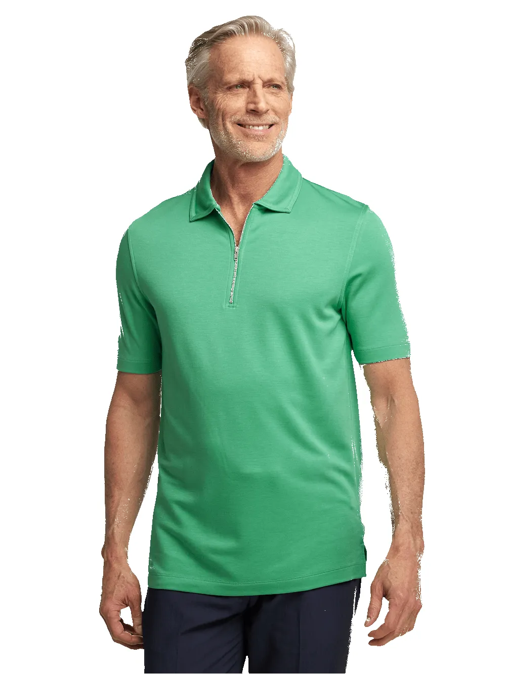 Lyocell Blend Quarter Zip Polo - Green sold by Paul Fredrick product image thumbnail 2