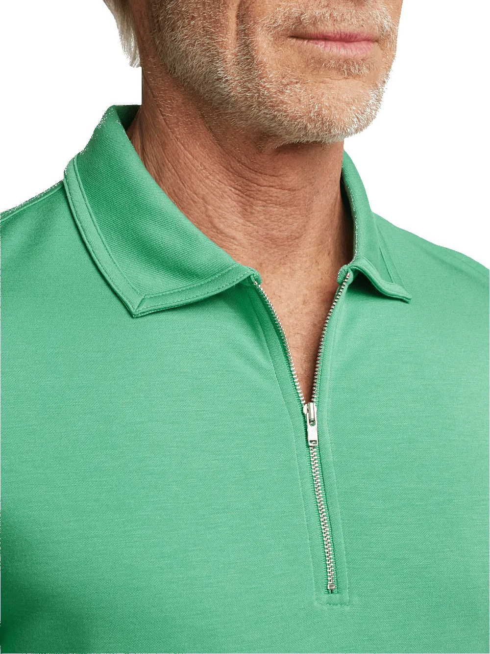 Lyocell Blend Quarter Zip Polo - Green sold by Paul Fredrick product image thumbnail 3