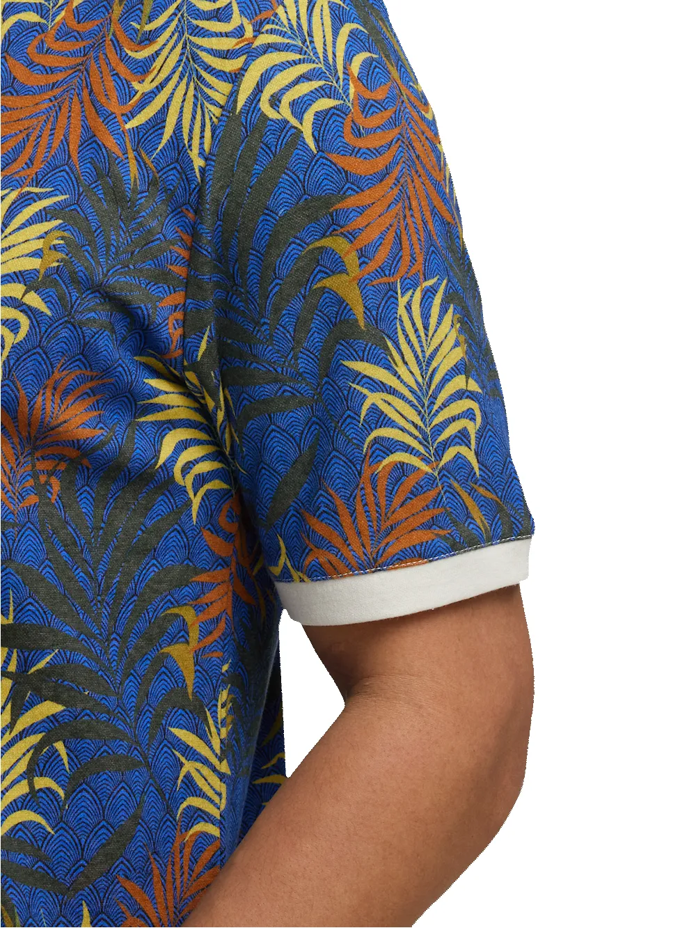 Linen Blend Button Front Camp Collar - Blue Multi sold by Paul Fredrick product image thumbnail 4