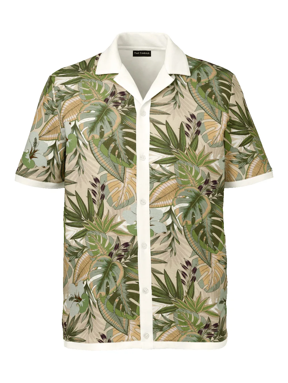 Linen Blend Button Front Camp Collar - Multi sold by Paul Fredrick