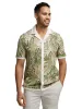 Linen Blend Button Front Camp Collar - Multi sold by Paul Fredrick