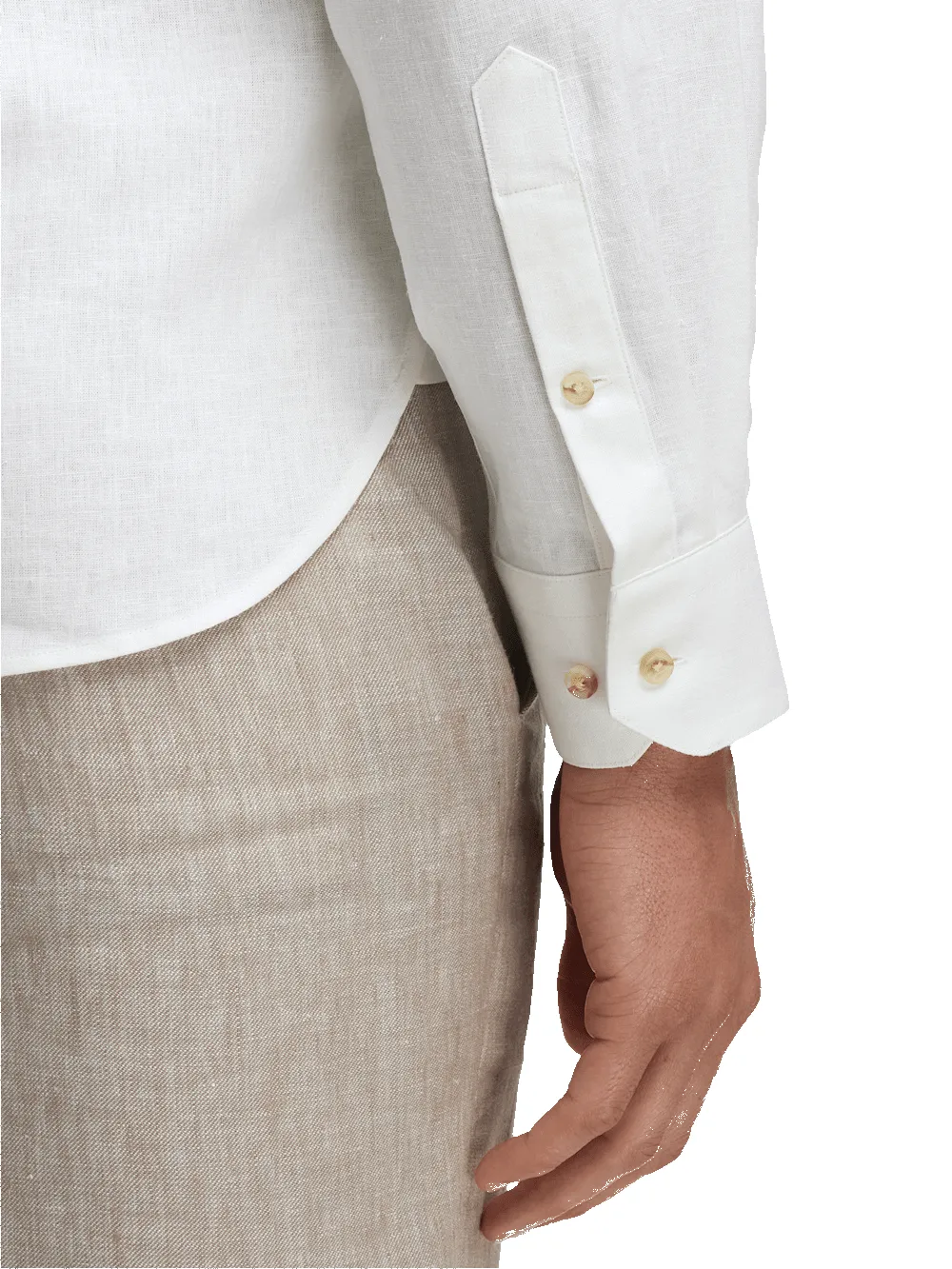 Linen Blend Botanical Print Casual Shirt - White sold by Paul Fredrick product image thumbnail 4