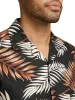 Linen Blend Tropical Print Casual Shirt - Black Multi sold by Paul Fredrick