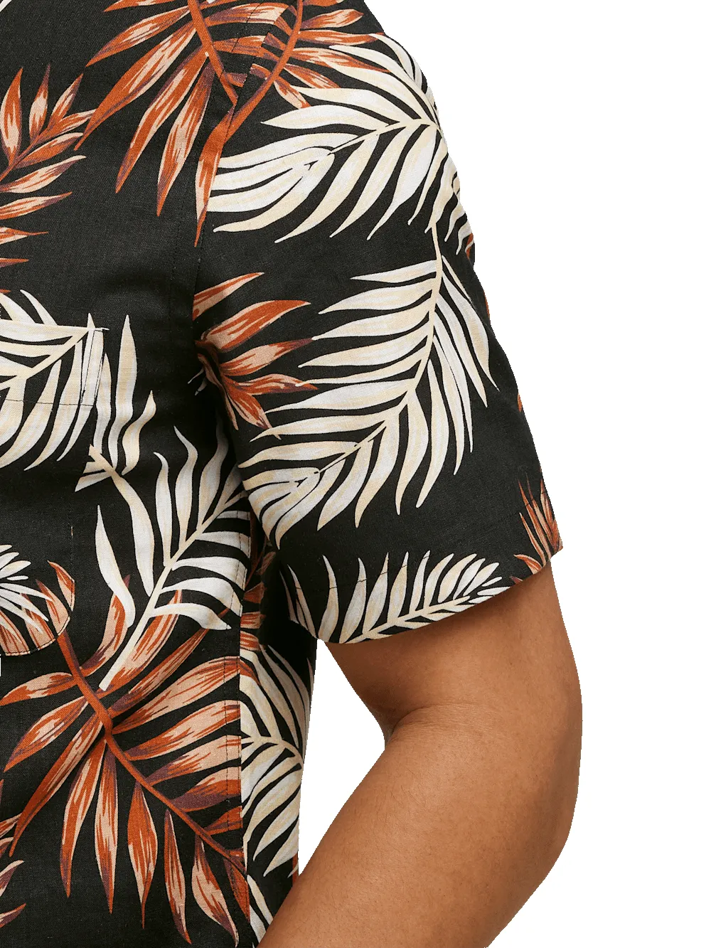 Linen Blend Tropical Print Casual Shirt - Black Multi sold by Paul Fredrick product image thumbnail 4