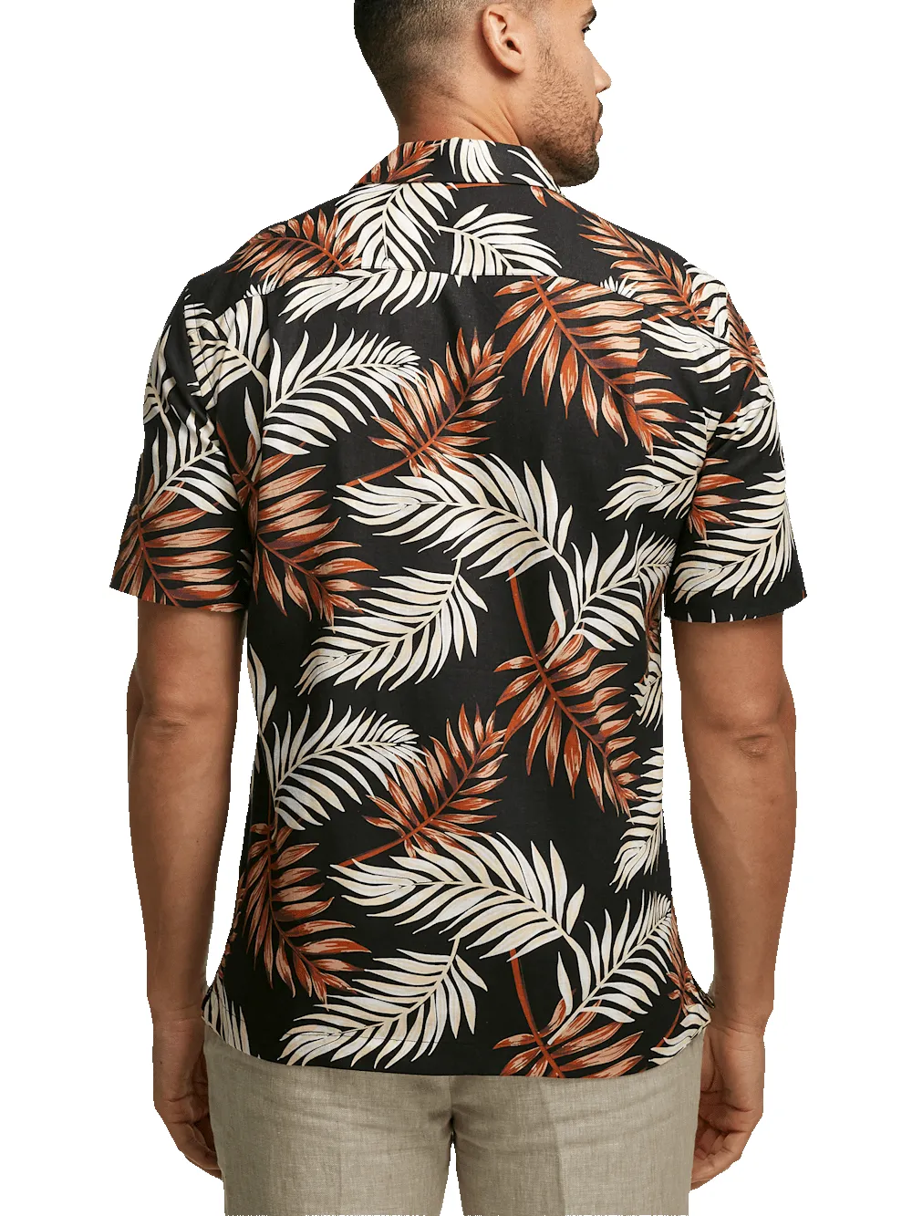 Linen Blend Tropical Print Casual Shirt - Black Multi sold by Paul Fredrick product image thumbnail 5