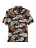 Linen Blend Tropical Print Casual Shirt - Black Multi sold by Paul Fredrick