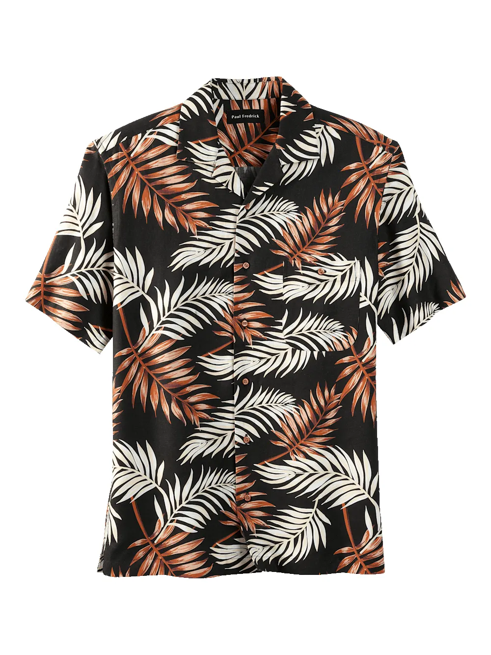 Linen Blend Tropical Print Casual Shirt - Black Multi sold by Paul Fredrick