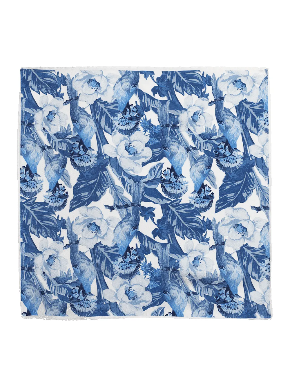 Floral Silk Pocket Square - Blue/white sold by Paul Fredrick product image thumbnail 2