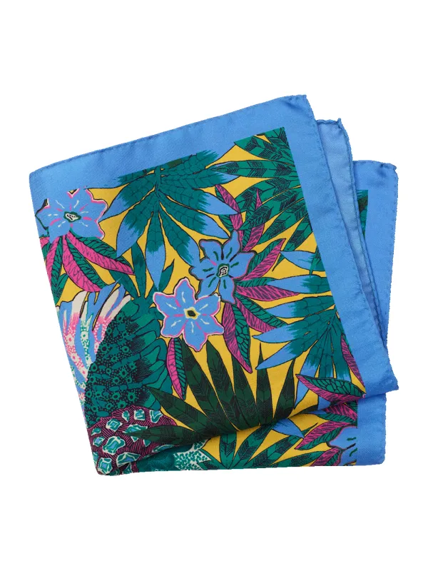 Botanical Silk Pocket Square - Yellow Multi sold by Paul Fredrick