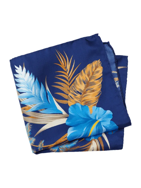 Floral Silk Pocket Square - Blue Multi sold by Paul Fredrick