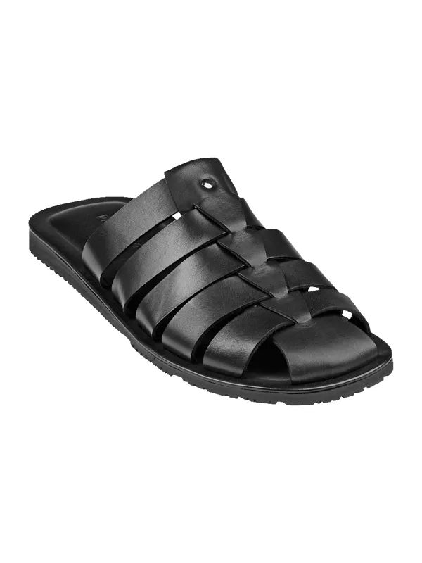 Matteo Backless Fisherman Sandal - Black sold by Paul Fredrick