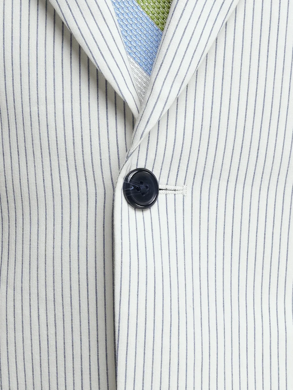 Cotton Stretch Stripe Seersucker Single Breasted Peak Lapel Suit Jacket - White/blue sold by Paul Fredrick product image thumbnail 5