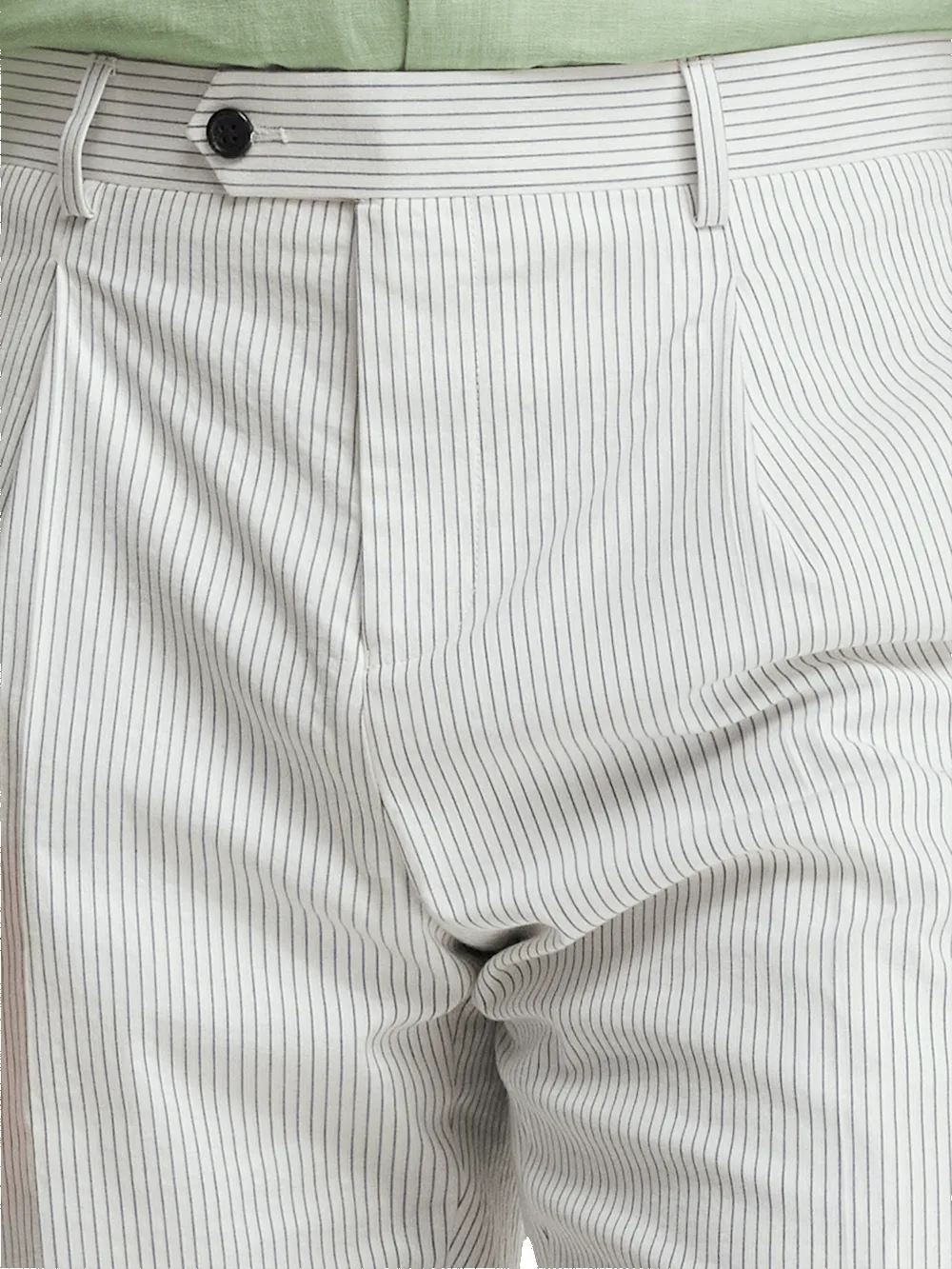 Cotton Stretch Stripe Seersucker Single Pleat Suit Pants - White/blue sold by Paul Fredrick product image thumbnail 3