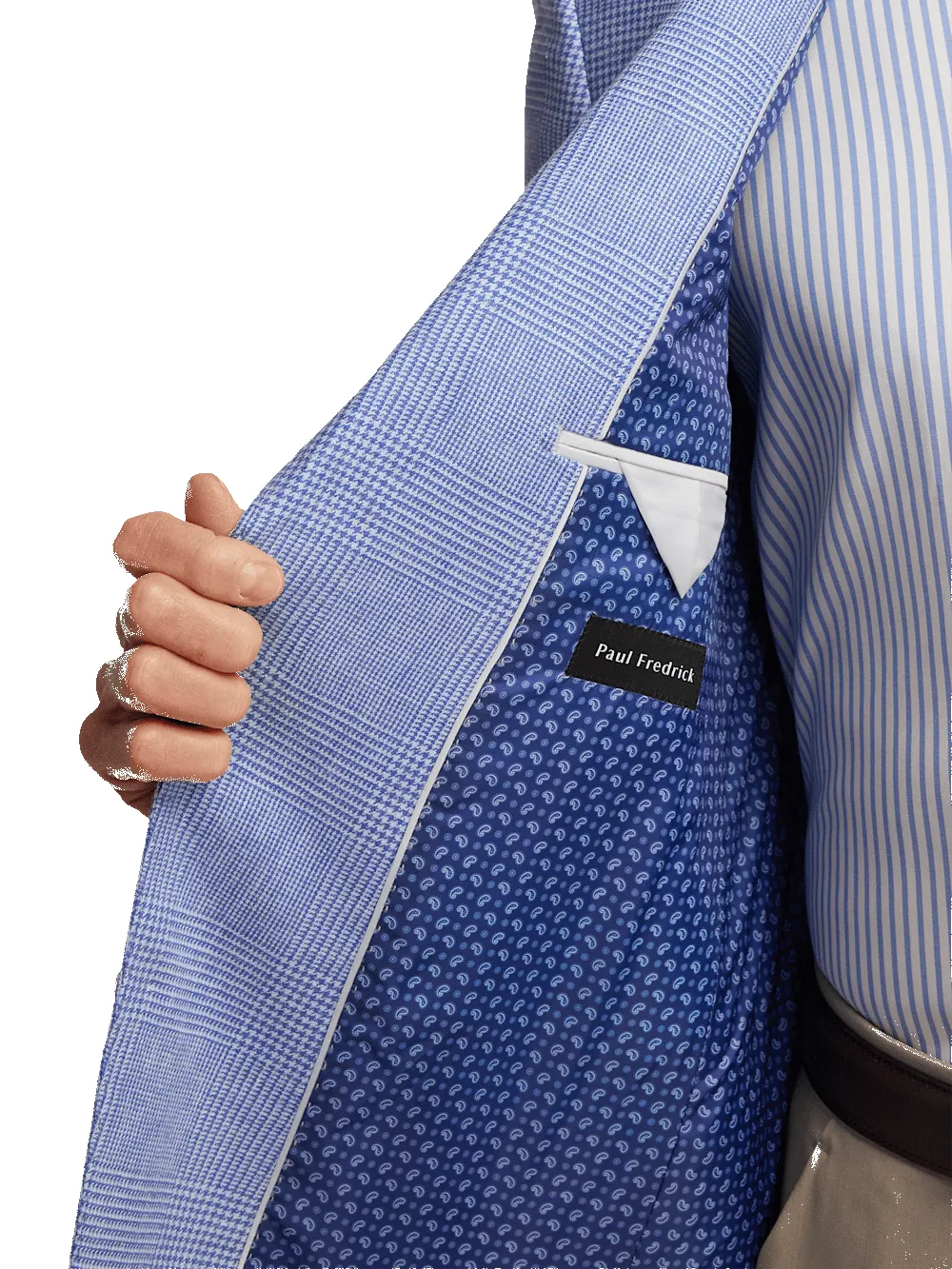 Linen Blend Single Breasted Notch Lapel Sport Coat - Blue sold by Paul Fredrick product image thumbnail 4