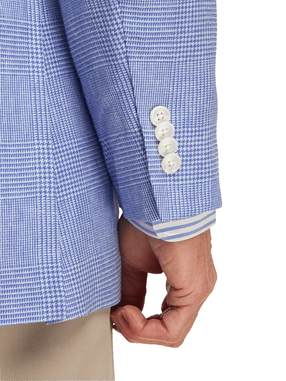 Linen Blend Single Breasted Notch Lapel Sport Coat - Blue sold by Paul Fredrick product image thumbnail 3