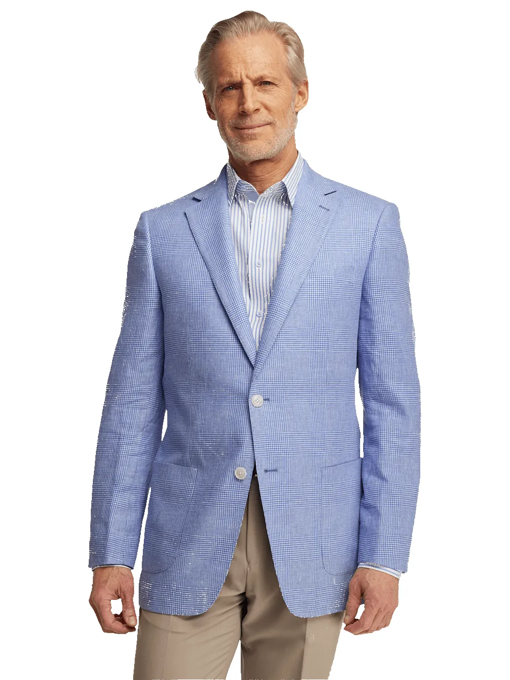 Linen Blend Single Breasted Notch Lapel Sport Coat - Blue sold by Paul Fredrick product image thumbnail 2