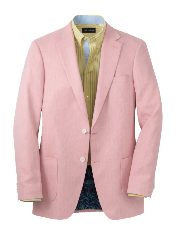 Linen Blend Herringbone Notch Lapel Sport Coat - Watermelon sold by Paul Fredrick