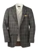 Linen Windowpane Single Breasted Notch Lapel Sport Coat - Charcoal sold by Paul Fredrick