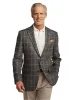 Linen Windowpane Single Breasted Notch Lapel Sport Coat - Charcoal sold by Paul Fredrick