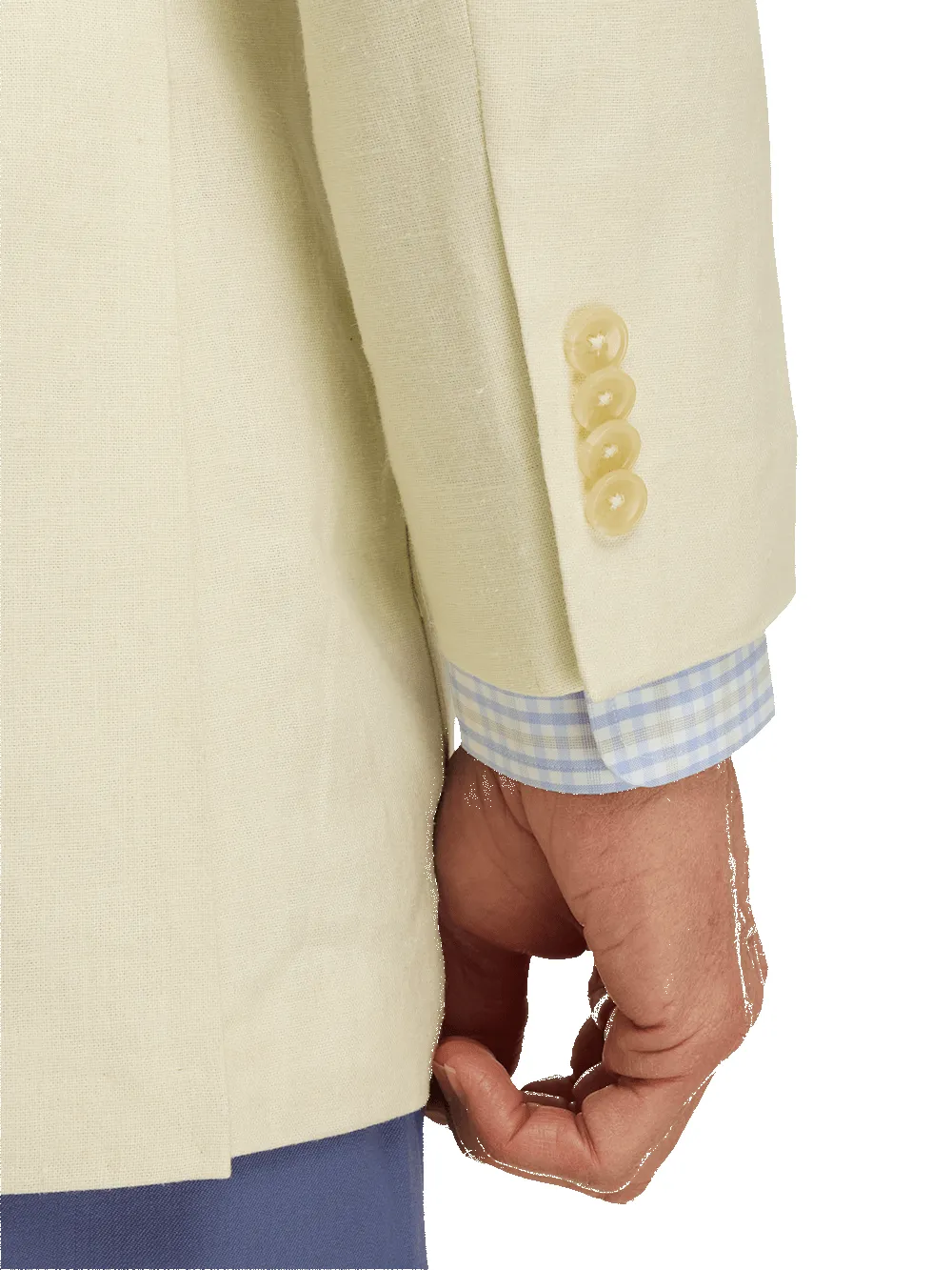 Linen Blend Single Breasted Notch Lapel Sport Coat - Butter sold by Paul Fredrick product image thumbnail 3